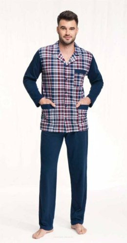 PIŻAMA MĘSKA ROZPINANA 797 3XL - GRANAT, XXXL LUNA