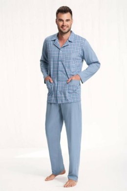 PIŻAMA MĘSKA ROZPINANA 797 3XL - NIEBIESKI, XXXL LUNA
