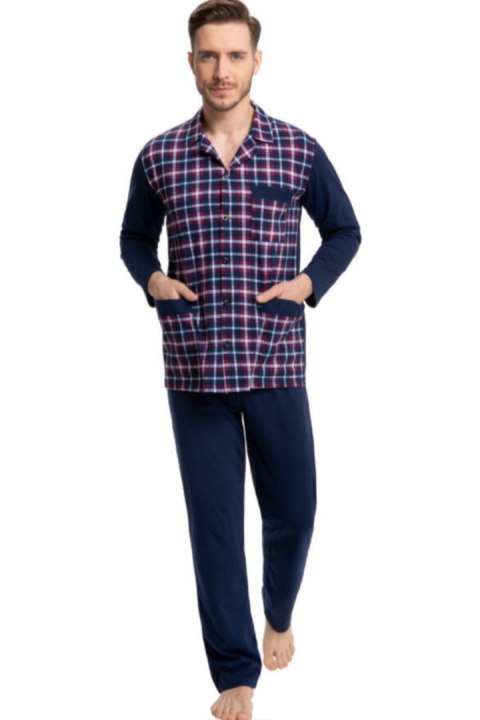 PIŻAMA MĘSKA ROZPINANA 797 - GRANAT, XL LUNA PIŻAMA MĘSKA ROZPINANA 797 - GRANAT, XL LUNA