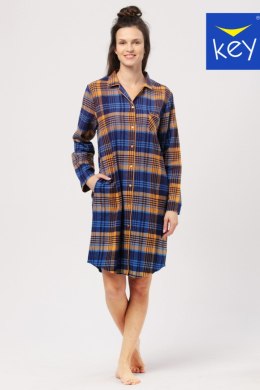 KOSZULA NOCNA DAMSKA LND 481 B24 - GRANATOWO-ŻÓŁTY, XL KEY