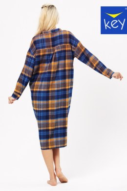 Koszula Nocna Damska LND 482 - Granatowo-żółty, XL KEY