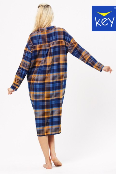 Koszula Nocna Damska LND 482 - Granatowo-żółty, XL KEY Koszula Nocna Damska LND 482 - Granatowo-żółty, XL KEY