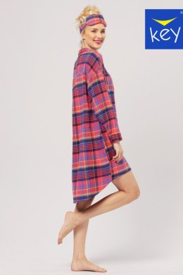 KOSZULA NOCNA DAMSKA LND 483 B24 2XL-4XL - RÓŻÓWO-GRANATOWY, 2XL KEY