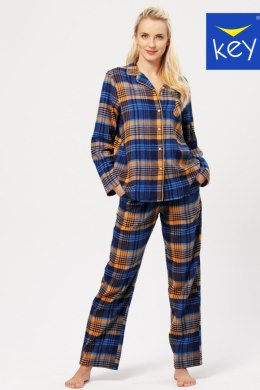 PIŻAMA DAMSKA LNS 481 B24 2XL-4XL - GRANATOWO-ŻÓŁTY, 2XL KEY