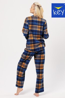 PIŻAMA DAMSKA LNS 481 B24 2XL-4XL - GRANATOWO-ŻÓŁTY, 2XL KEY