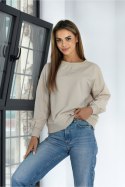 BLUZA IRMINA - JASNY BEŻ MELANŻ, M OFF PINK