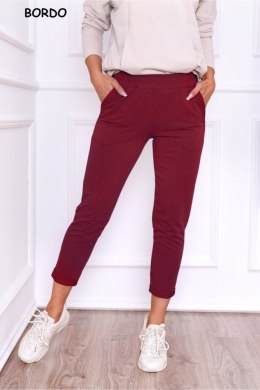 SPODNIE LENA - BURGUND, S OFF PINK