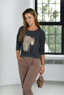 BLUZKA TIFFANY - STALOWY, 44 OFF PINK