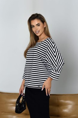 BLUZKA PAULETTE - CZARNY, OVERSIZE OFF PINK