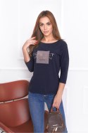 BLUZKA PERFECT - GRANATOWY, 40 OFF PINK