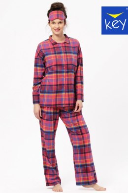 Piżama Damska LNS 483 B24 2XL-4XL - Różowo-granatowy, 4XL KEY