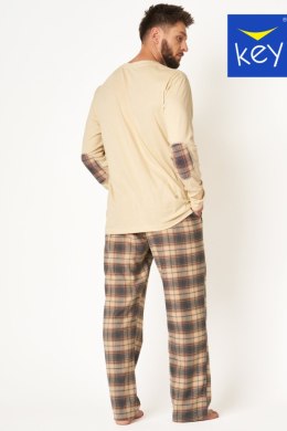 PIZAMA MĘSKA MNS 403 B24 - BEŻOWO-BRĄZOWY, XL KEY