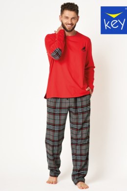 Piżama Męska MNS 400 B24 - Czerwono-czarny, L KEY