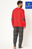 Piżama Męska MNS 400 B24 - Czerwono-czarny, L KEY
