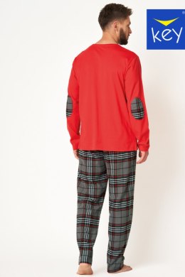 Piżama Męska MNS 400 B24 - Czerwono-czarny, L KEY