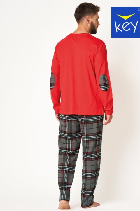 Piżama Męska MNS 400 B24 - Czerwono-czarny, L KEY