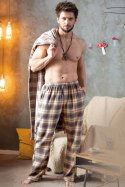 SPODNIE OD PIŻAMY MĘSKIE MHT 402 B24 - BRĄZOWY, XXL KEY