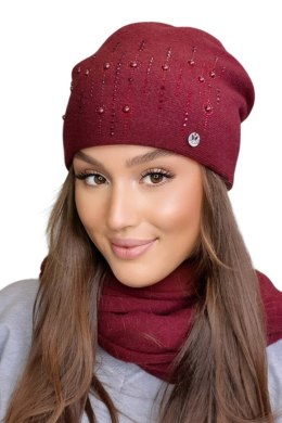 CZAPKA DAMSKA ELENI - KORALOWY 63, UNIWERSALNY, 63 KAMEA