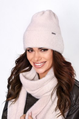 CZAPKA DAMSKA P-020 - MIX, UNIWERSALNY OFF PINK
