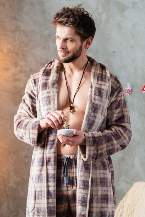 SZLAFROK MĘSKI MGL 402 B24 - BRĄZOWY, XL/XXL KEY