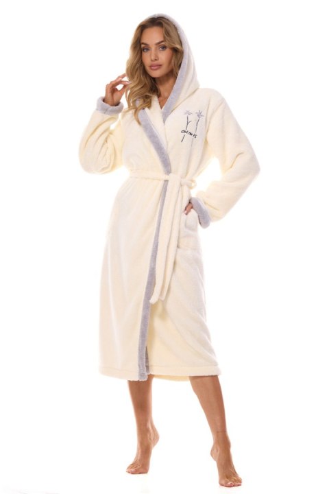 SZLAFROK DAMSKI DŁUG 2419-3XL - ECRI, 3XL L&L SZLAFROK DAMSKI DŁUG 2419-3XL - ECRI, 3XL L&L