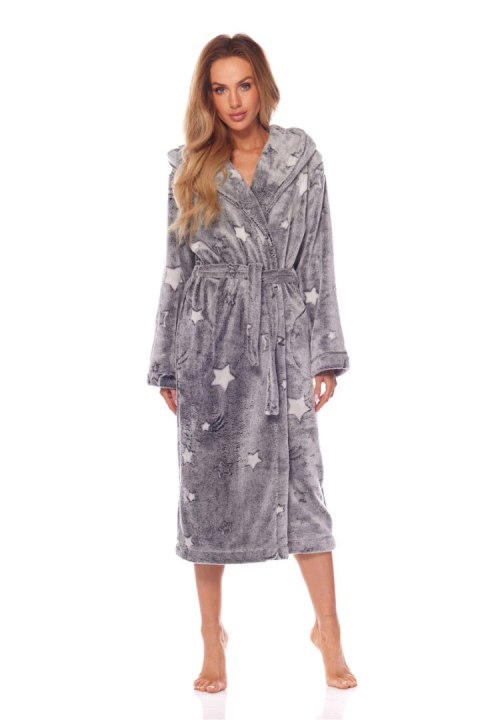 SZLAFROK DAMSKI DŁUGI 2213 NELA - MELANGE, XL L&L SZLAFROK DAMSKI DŁUGI 2213 NELA - MELANGE, XL L&L