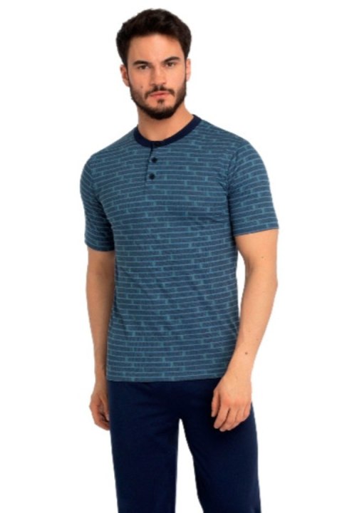 NOTTINGHAM TRZYCZĘŚCIOWA PIŻAMA MĘSKA PG36383 - JEANS MELANGE, XL NOTTINGHAM NOTTINGHAM TRZYCZĘŚCIOWA PIŻAMA MĘSKA PG36383 - JEANS MELANGE, XL NOTTINGHAM
