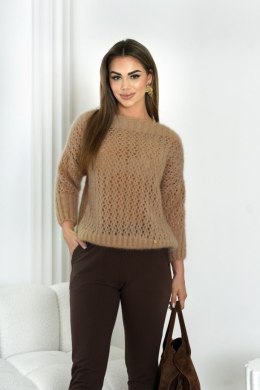 SWETER ABIGAIL - BUTELKOWA ZIELEŃ, UNIWERSALNY OFF PINK