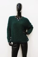 SWETER TONNA - BUTELKOWA ZIELEŃ, UNIWERSALNY OFF PINK