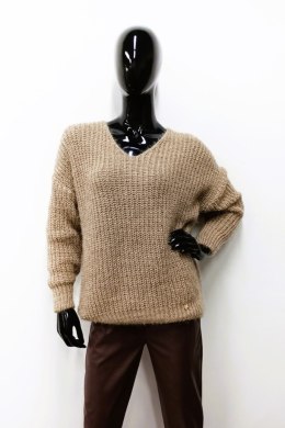 SWETER TONNA - CIEMNE BORDO, UNIWERSALNY OFF PINK