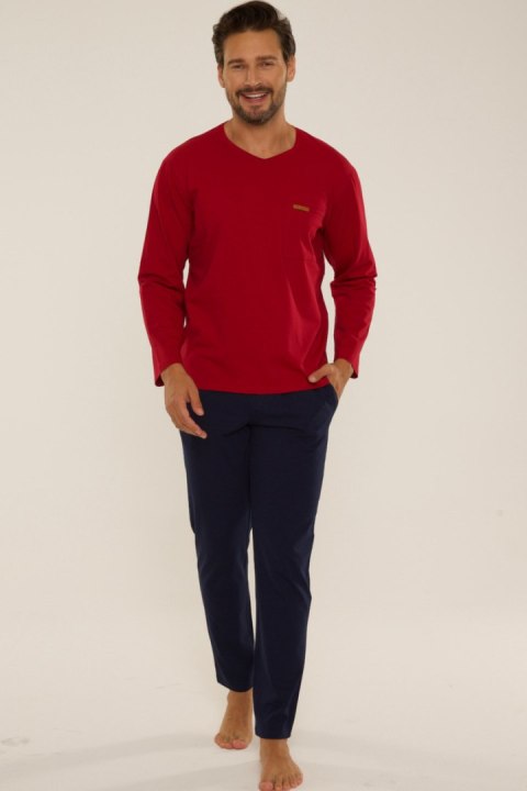 PIŻAMA MĘSKA KEVIN 683 - BORDOWY, 2XL DE LAFENSE