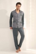 PIŻAMA MĘSKA ROZPINANA 797 3XL - GRAFIT, XXXL LUNA