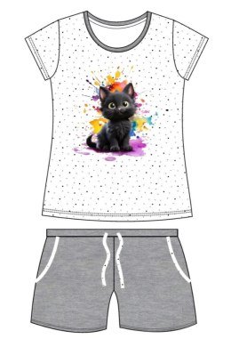PIŻAMA GIRL KIDS KR 245/109 BLACK CAT - BIAŁY, 122/128 CORNETTE