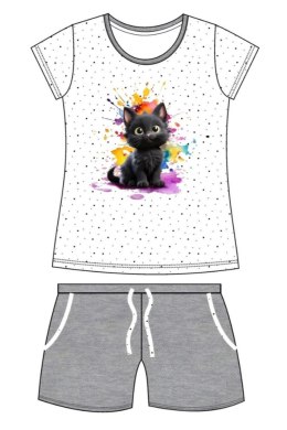 PIŻAMA GIRL YOUNG KR 246/109 BLACK CAT - BIAŁY, 134/140 CORNETTE