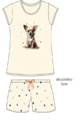 PIŻAMA GIRL YOUNG KR 788/108 CHIHUAHUA - ECRU, 146/152 CORNETTE