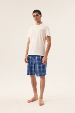 PIŻAMA MĘSKA DOCK 42616 SS25 - BIAŁY-NIEBIESKI, L HENDERSON