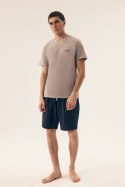 PIŻAMA MĘSKA DORM 42618 SS25 - GRANAT-SZARY, 2XL HENDERSON