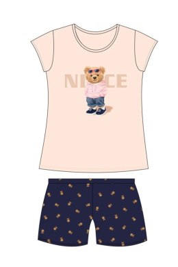 PIŻAMA GIRL KIDS KR 787/107 NICE - BRZOSKWINIOWY, 110/116 CORNETTE