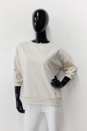 BLUZA AŻUR - SZAŁWIA, M OFF PINK