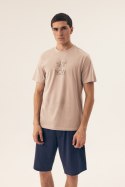 PIŻAMA MĘSKA DREAMER 42632 SS25 - BEŻOWY-DENIM, 2XL, 02X HENDERSON
