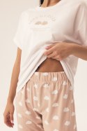 PIŻAMA DAMSKA 42646 NUBES SS25 - ECRU-PIASKOWY, XL HENDERSON LADIES