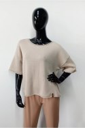 SWETER NILDA - KREMOWY, OVERSIZE OFF PINK