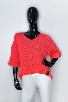 SWETER ENORA - JASNY RÓŻ, OVERSIZE OFF PINK