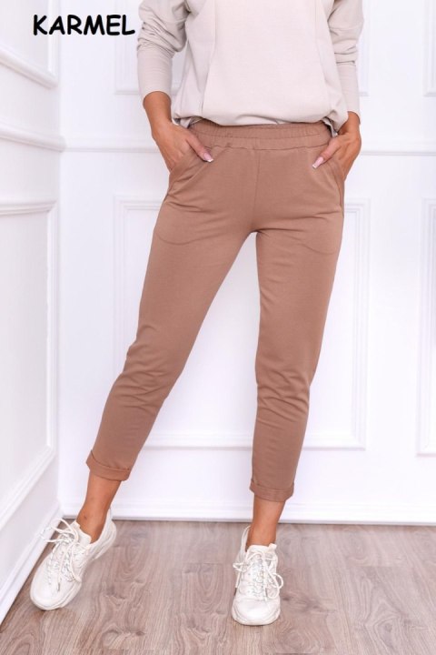 SPODNIE LENA - KARMEL, XL OFF PINK SPODNIE LENA - KARMEL, XL OFF PINK