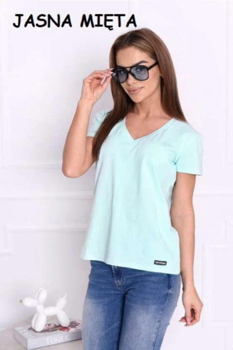 BLUZKA SEREK KRÓTKI RĘKAW - BARBIE PINK, 40 OFF PINK BLUZKA SEREK KRÓTKI RĘKAW - BARBIE PINK, 40 OFF PINK