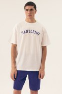 PIŻAMA MĘSKA SANTORINI 43173 SS25 - BIAŁY-GRANAT, 2XL HENDERSON