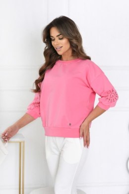 BLUZA AŻUR - CIEPŁY BEŻ, M, AŻUR OFF PINK