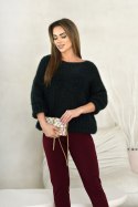 SWETER ABIGAIL - CZARNY, UNIWERSALNY, CZ OFF PINK