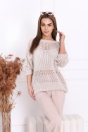 SWETER NINETTE - CZARNY, S/M, CZ OFF PINK