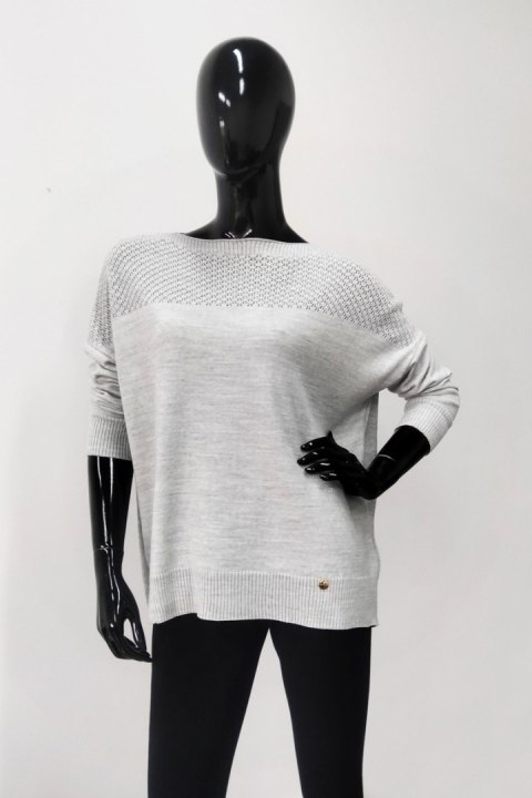 SWETER JENNA - SZARY MELANŻ, UNIWERSALNY, SZA OFF PINK SWETER JENNA - SZARY MELANŻ, UNIWERSALNY, SZA OFF PINK